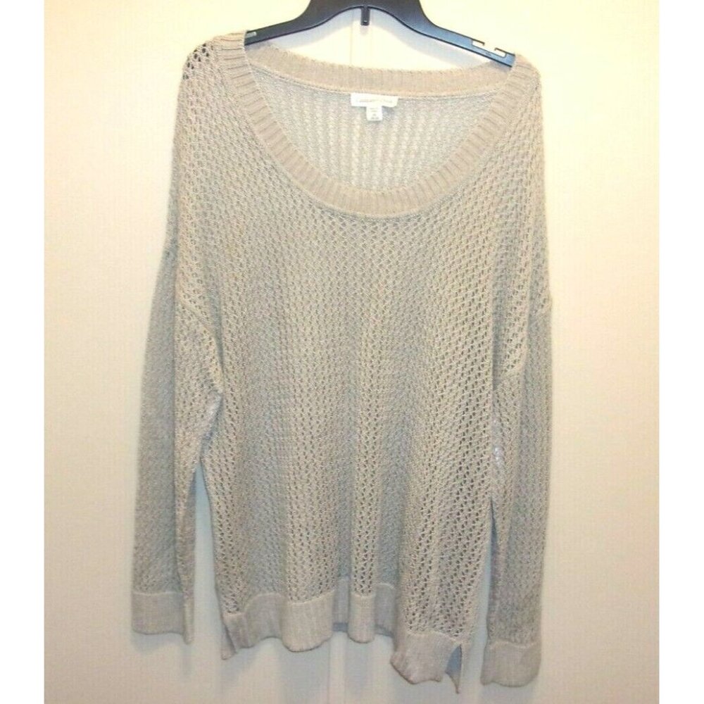 Coldwater Creek Gray Open Knit Pullover Sweater Woman Plus Size 2X 20-22